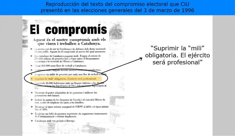 El compromiso de CiU con los ciudadanos catalanes para las elecciones de 1996.