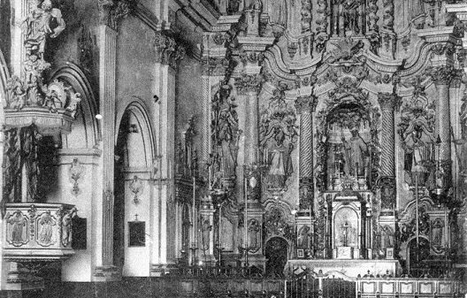 Alcoy. Interior de la iglesia de San Mauro y San Francisco a principios del siglo XX.