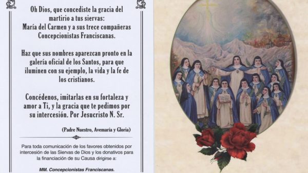 Oración por la glorificación de la madre Lacaba y sus 13 compañeras concepcionistas franciscanas.