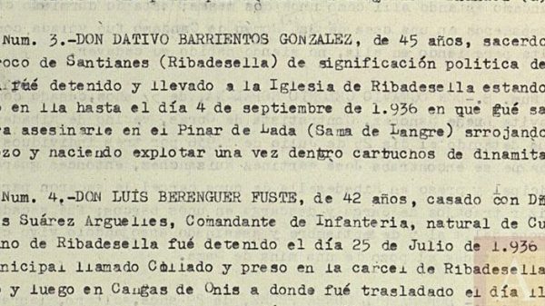 Mención del asesinato el 4 de septiembre de 1936 de un párroco en el Pinar de Lada.