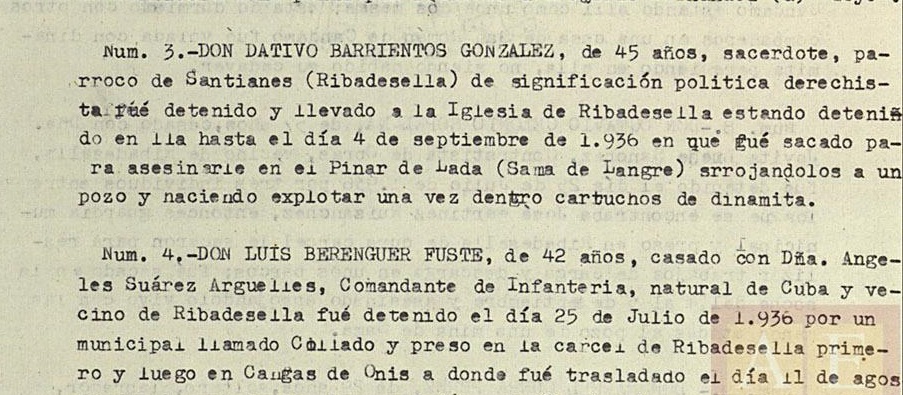 Mención del asesinato el 4 de septiembre de 1936 de un párroco en el Pinar de Lada.