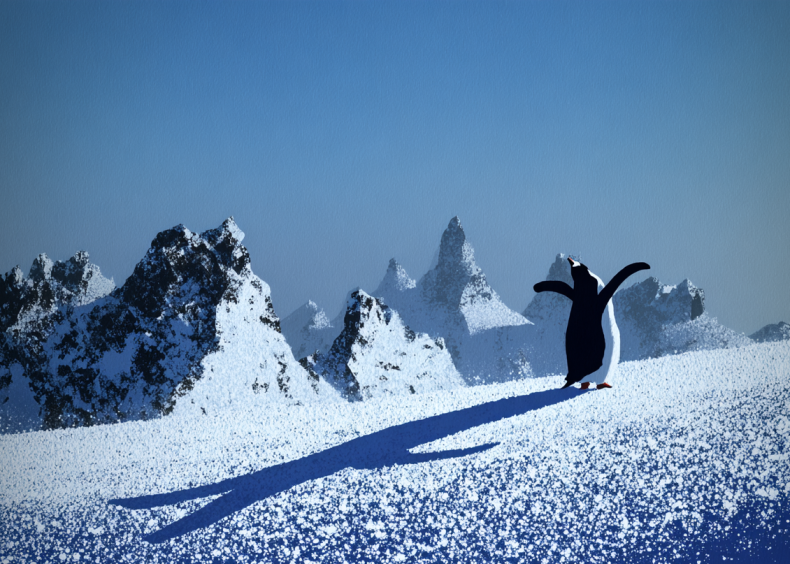 Pingüino montañas nihilismo